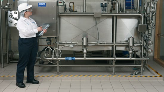 Ecolab Expert Inspecting Clean-In-Place (CIP) Equipment 