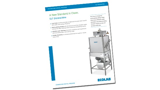 Ecolab Low Temp (ELT) commercial dish machine