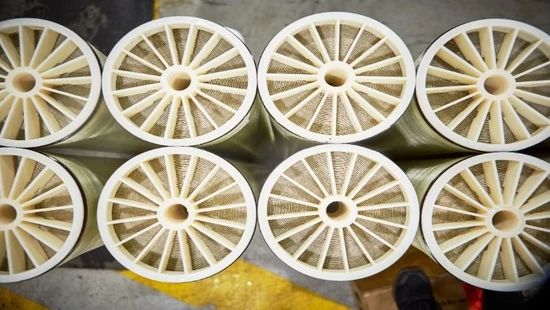 Reverse osmosis membrane filters used for water purification and desalination.