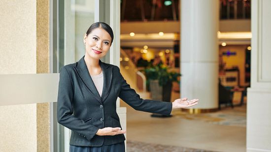 Woman welcoming with open arms